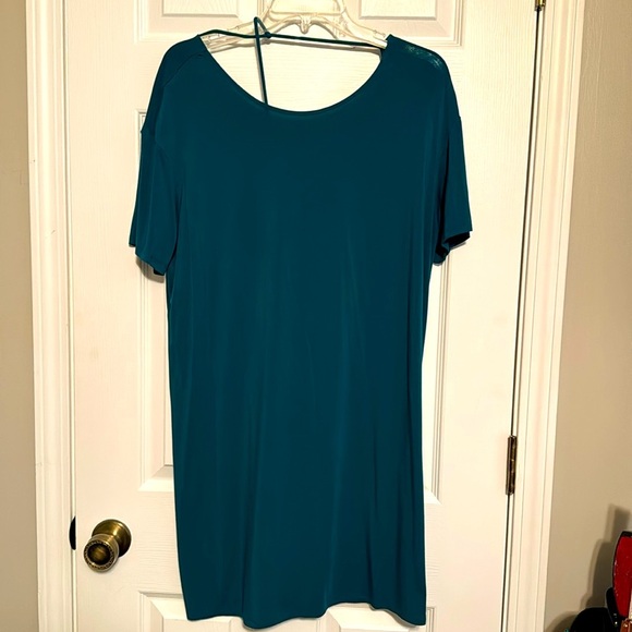 Fabletics Teal Green Jersey Open Back Shirt Dress - Picture 1 of 3